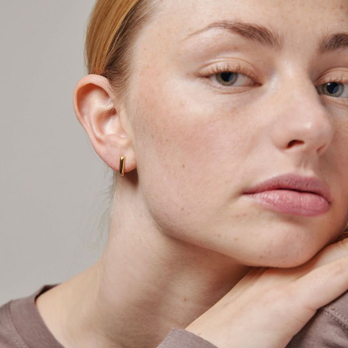 Enamel Copenhagen Square Hoop Earrings - Gold