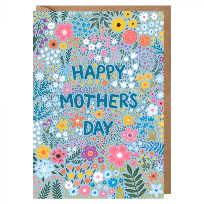Floral Blue Happy Mother's Day Card