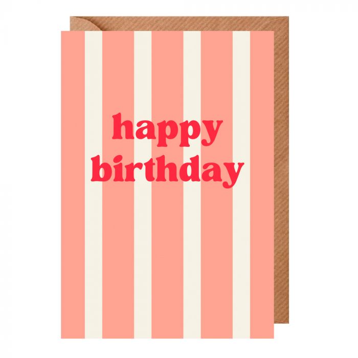 Pink Birthday Stripes Card