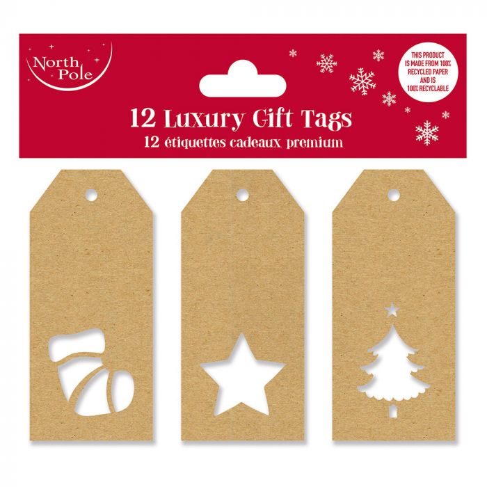 12pk Die Cut Kraft Tags