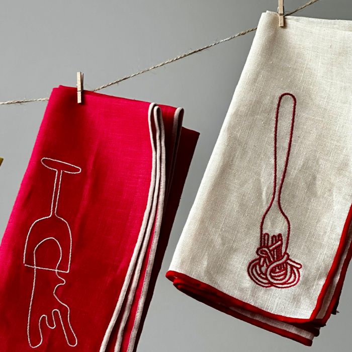 MAEGEN Linen Blend Napkins, Set of 2 - Spaghetti