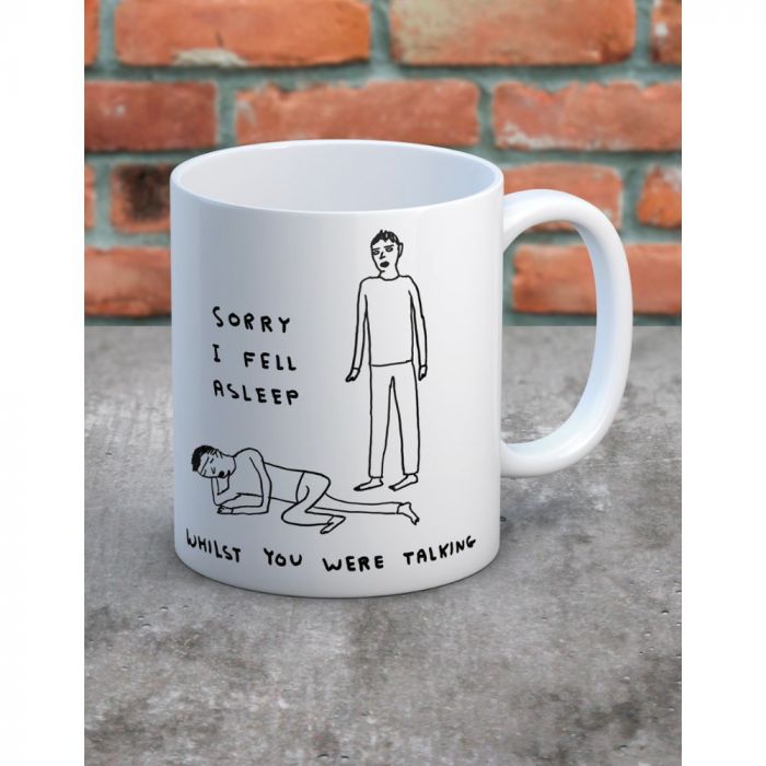 David Shrigley Fell Asleep Talking Mug