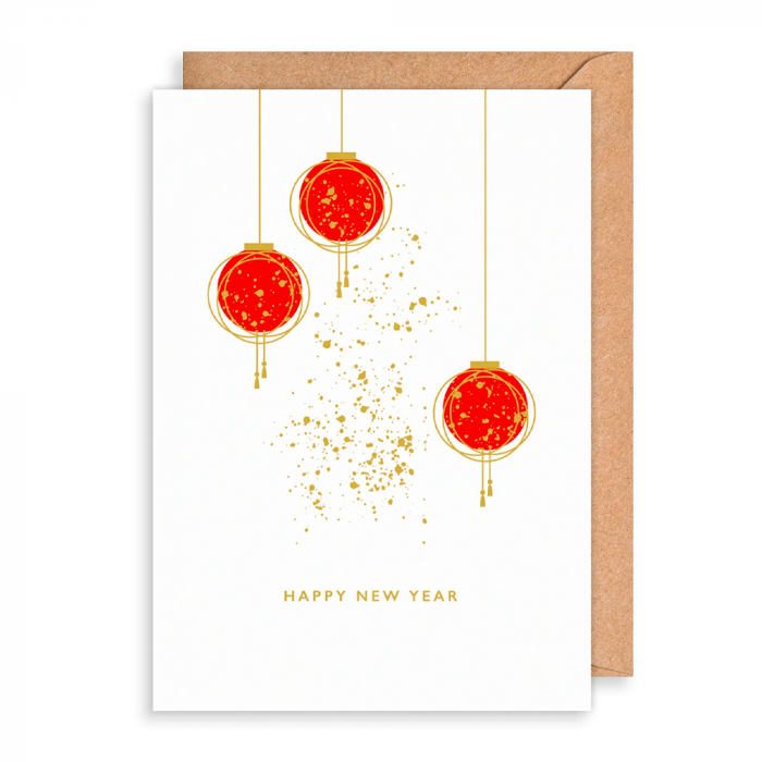 Three Lanterns Chinese New Year Card