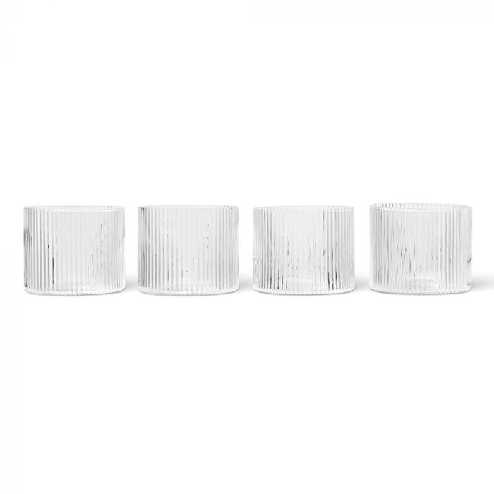 Ferm Living Set of 4 Ripple Clear Low Glasses