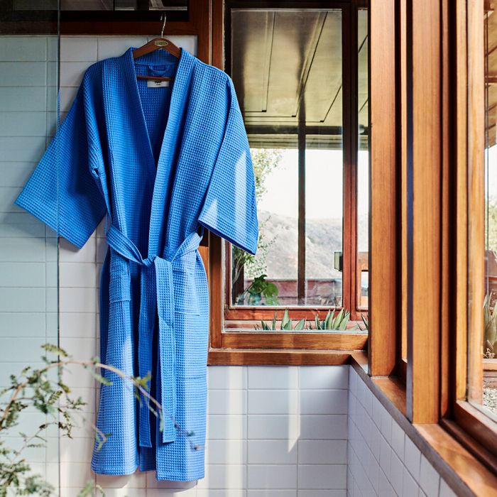 Hay Waffle Bathrobe - Sky Blue