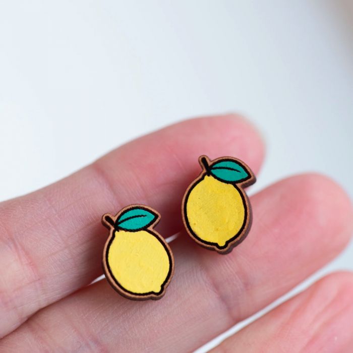 Robin Valley Hand Painted Lemon Earrings