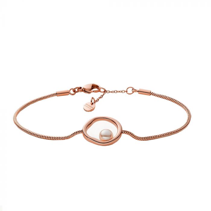 Skagen Agnethe Rose Tone Pearl Bracelet 
