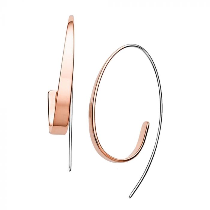 Skagen Kariana Steel & Rose Gold Hoop Earrings