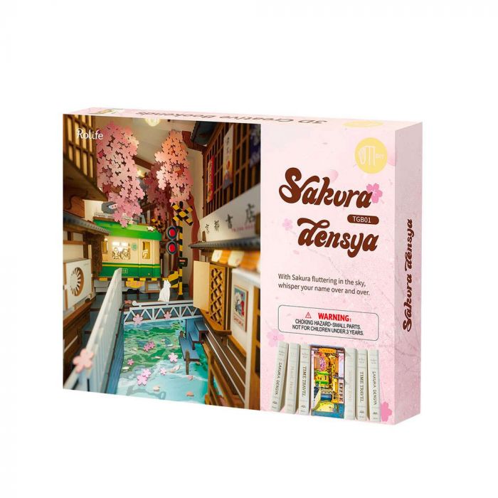 ROBOTIME Sakura Densya Maison de poupée en Bois, DIY Book Nook Kit