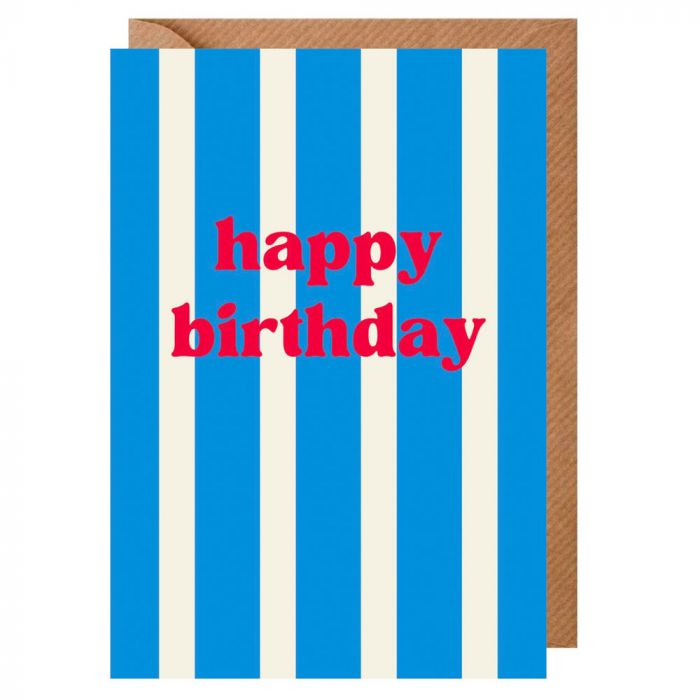 Birthday Stripes Blue Card