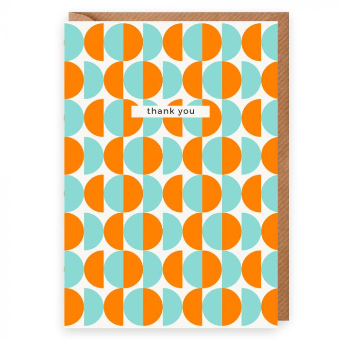 Thank You Teal Orange Semi Circles Card