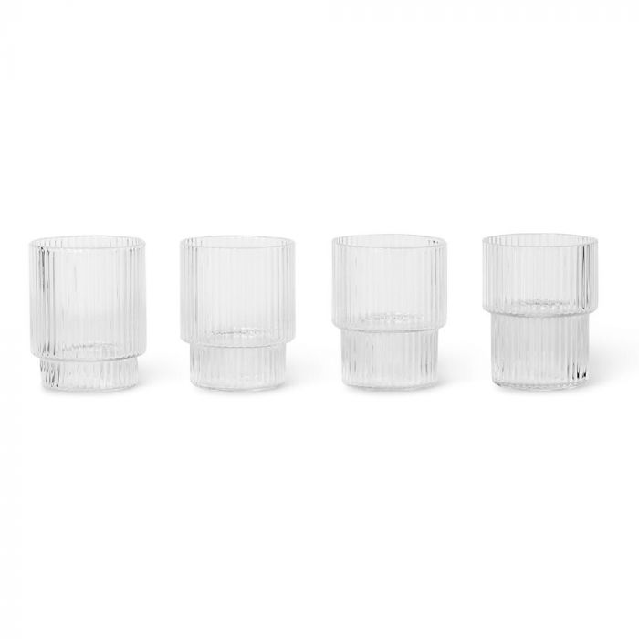 Ferm Living Set of 4 Ripple Clear Shot Glasses 