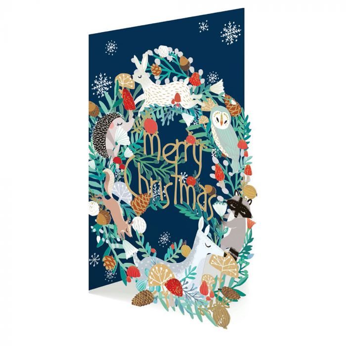 Animal Wreath Lasercut Christmas Card