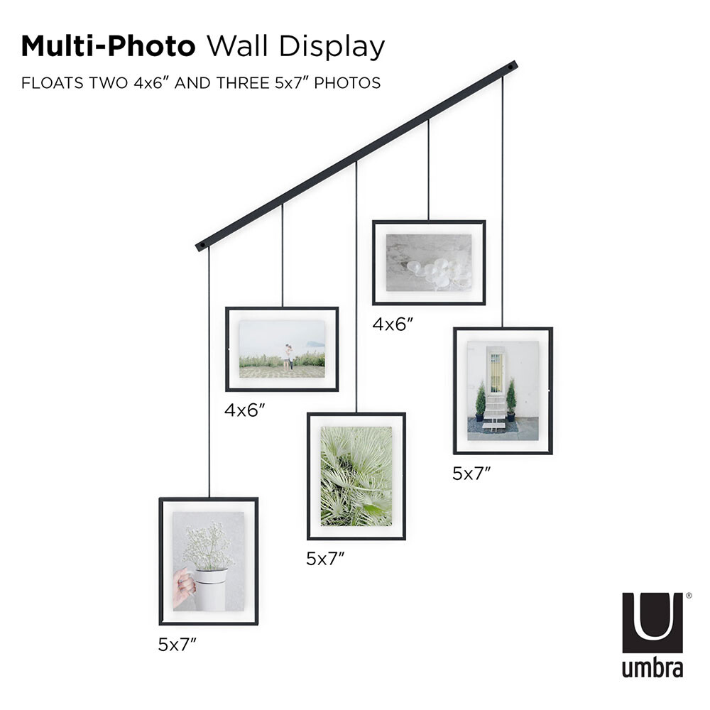 Umbra Exhibit Wall Picture Frames, Set of 5 Black Utility Design UK