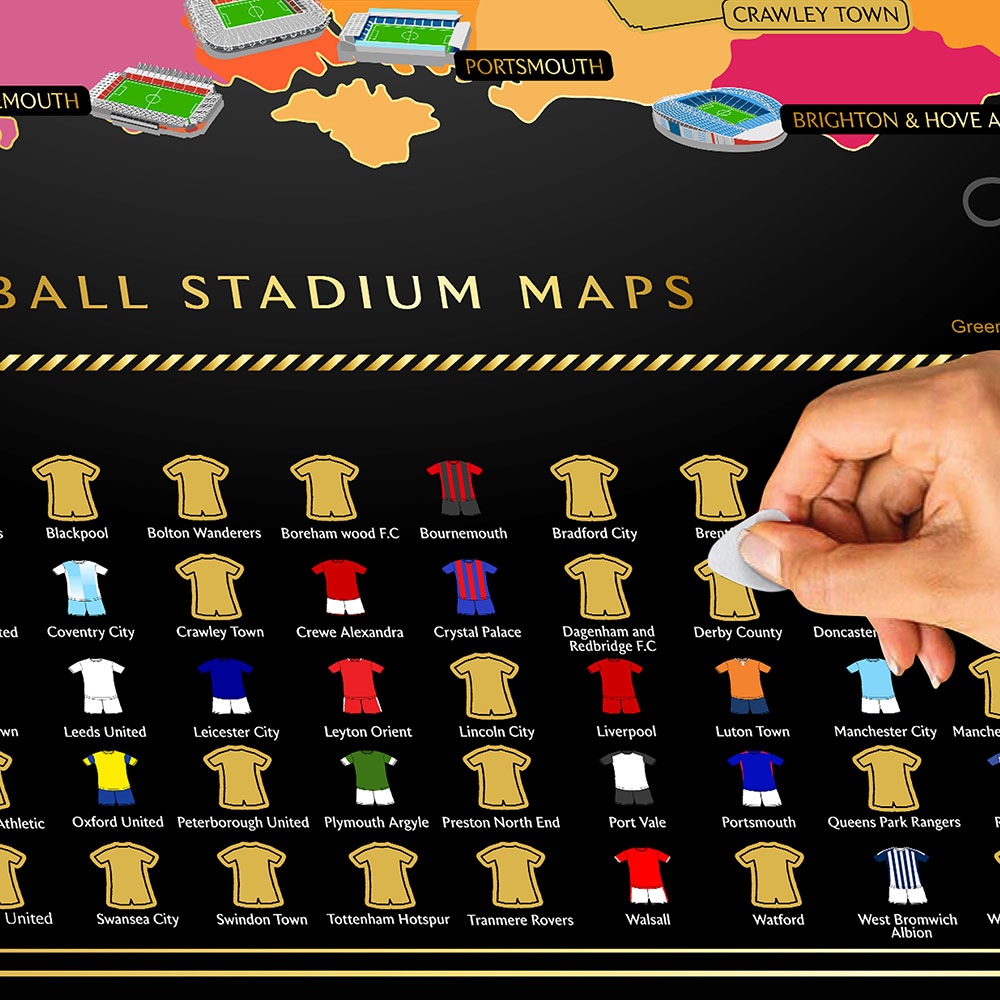 Football Stadium Scratch Off Map Utility Gift UK