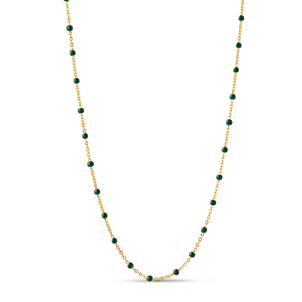 Petrol Green Cherry Gold Necklace