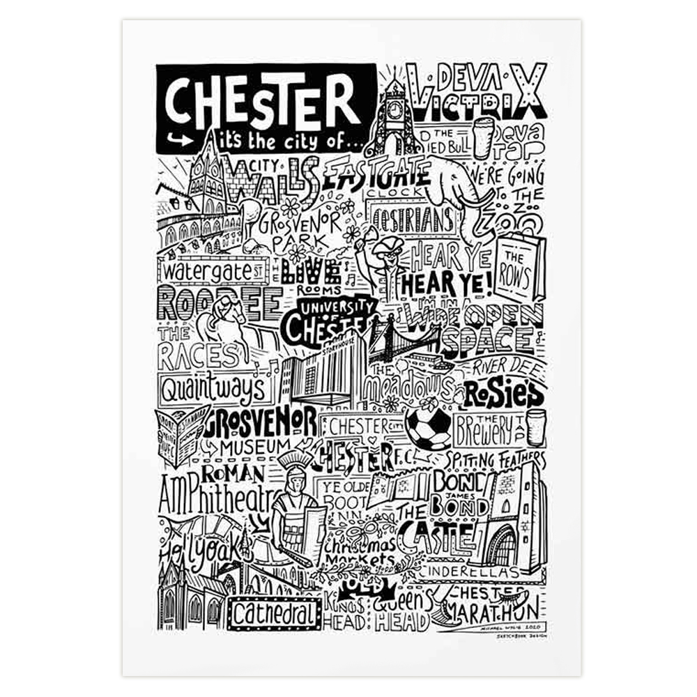 Buy the Sketch Book Design Chester Landmarks A3 Print