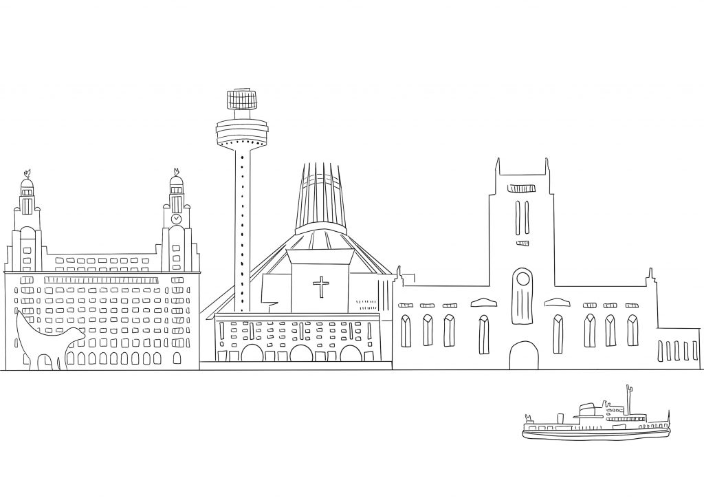 Colouring Sheet - Liverpool Skyline