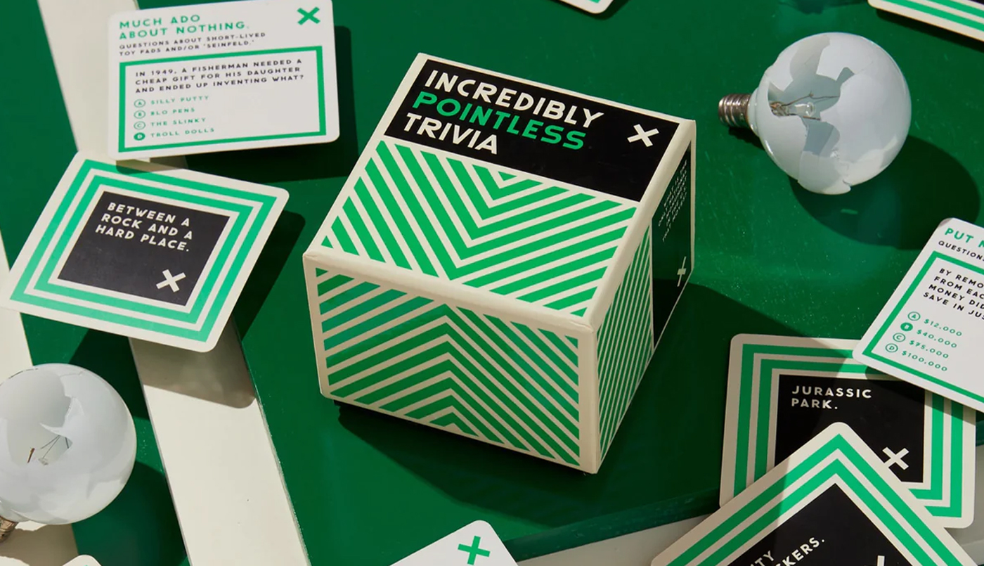 Brass Monkey Goods incredibly pointless trivia card game.