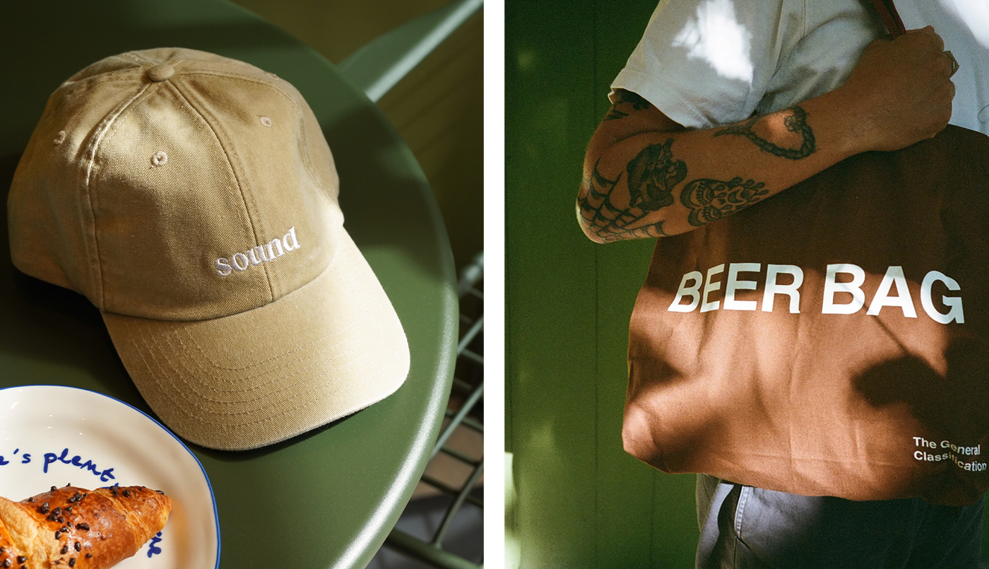 Utility 'Sound Slogan Cap' on the left anf The General Classification 'Beer Bag' on the right.